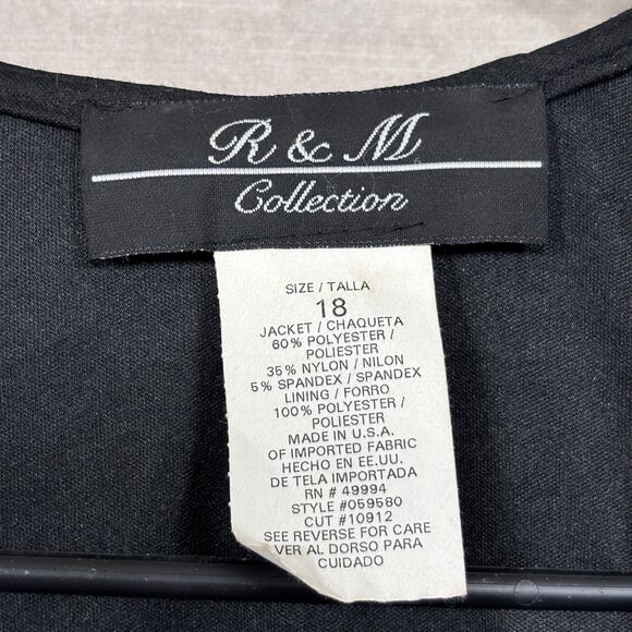 R&M Collection Abstract Animal Rhinestone Blouse Jacket 18 Black White Statement - Picture 4 of 7